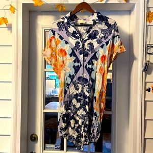 Maeve Anthropologie size x small oversized shirt dress floral